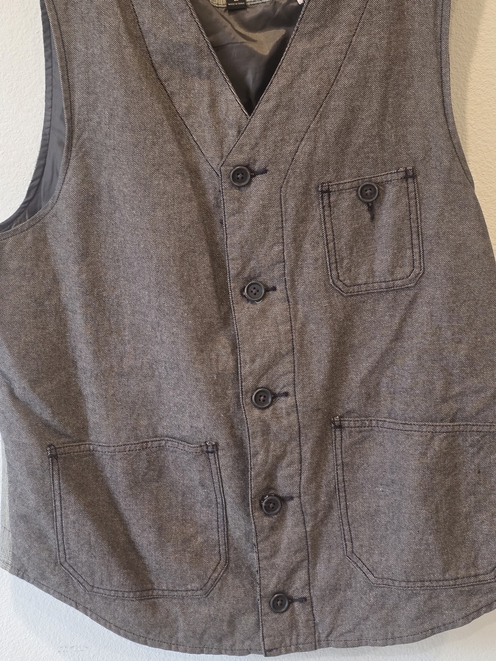 Men's Gray Button-Front Vest - Tailored Workwear Style BOTH FOR $25